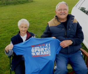 John and Jill Donnachie when he received one of our tee-shirts